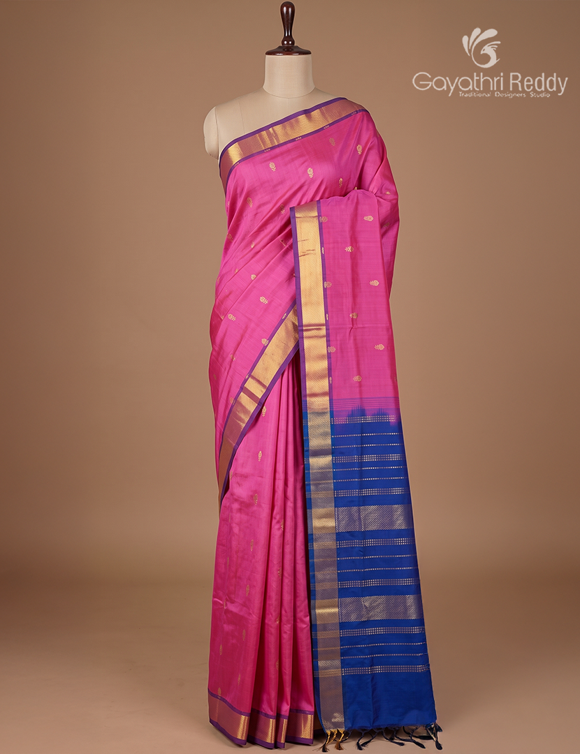Pure Arani Sico Saree in Lotus Pink and Purple