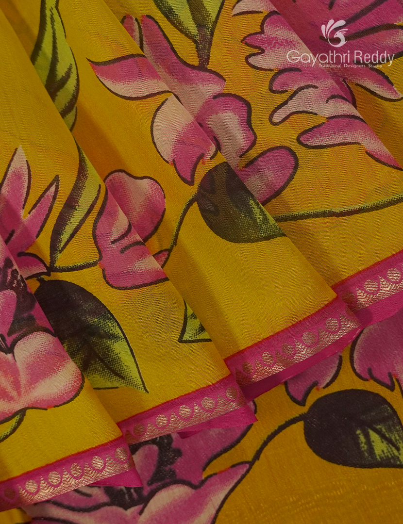 Pure Maheshwari Silk Saree in Yellow