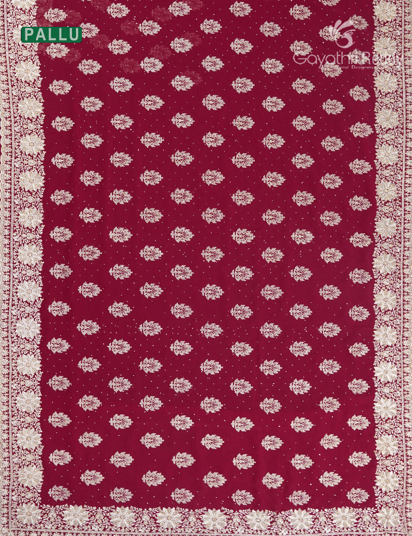 Georgette Fancy Saree in Deep Pink