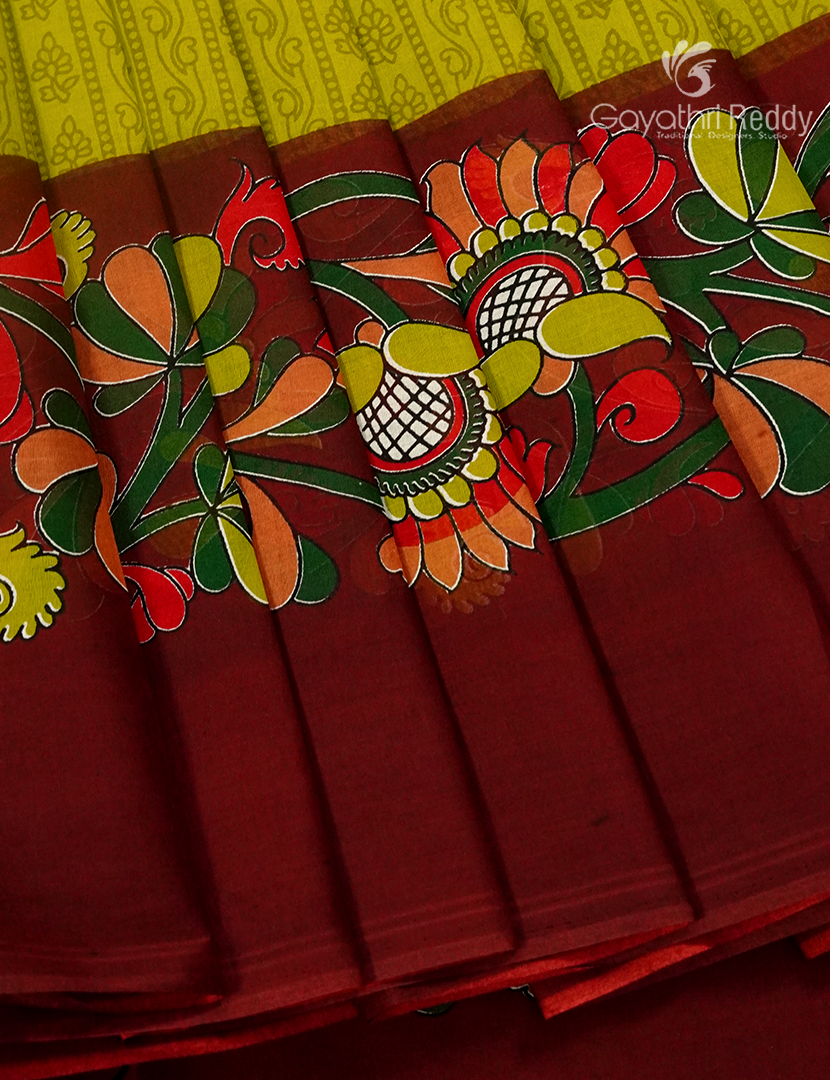 Pure MulMul Cotton Saree in Mehendi Green