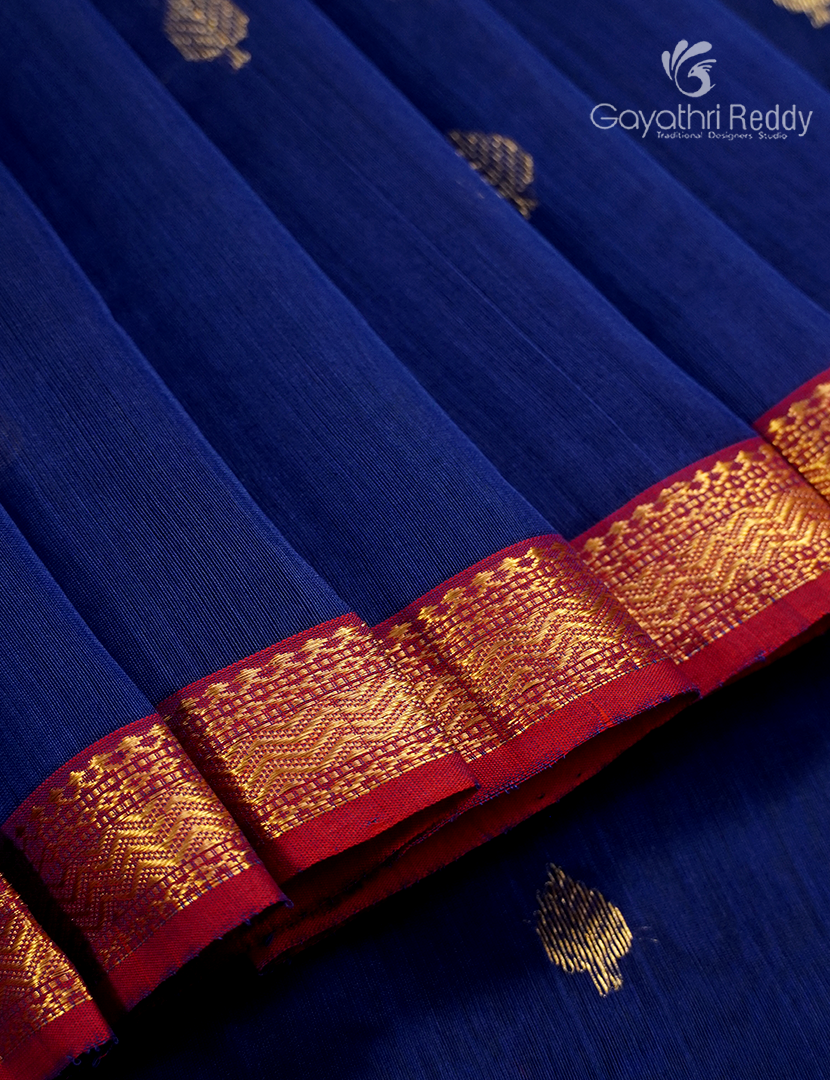 Pure Chanderi Sico Saree in Navy Blue