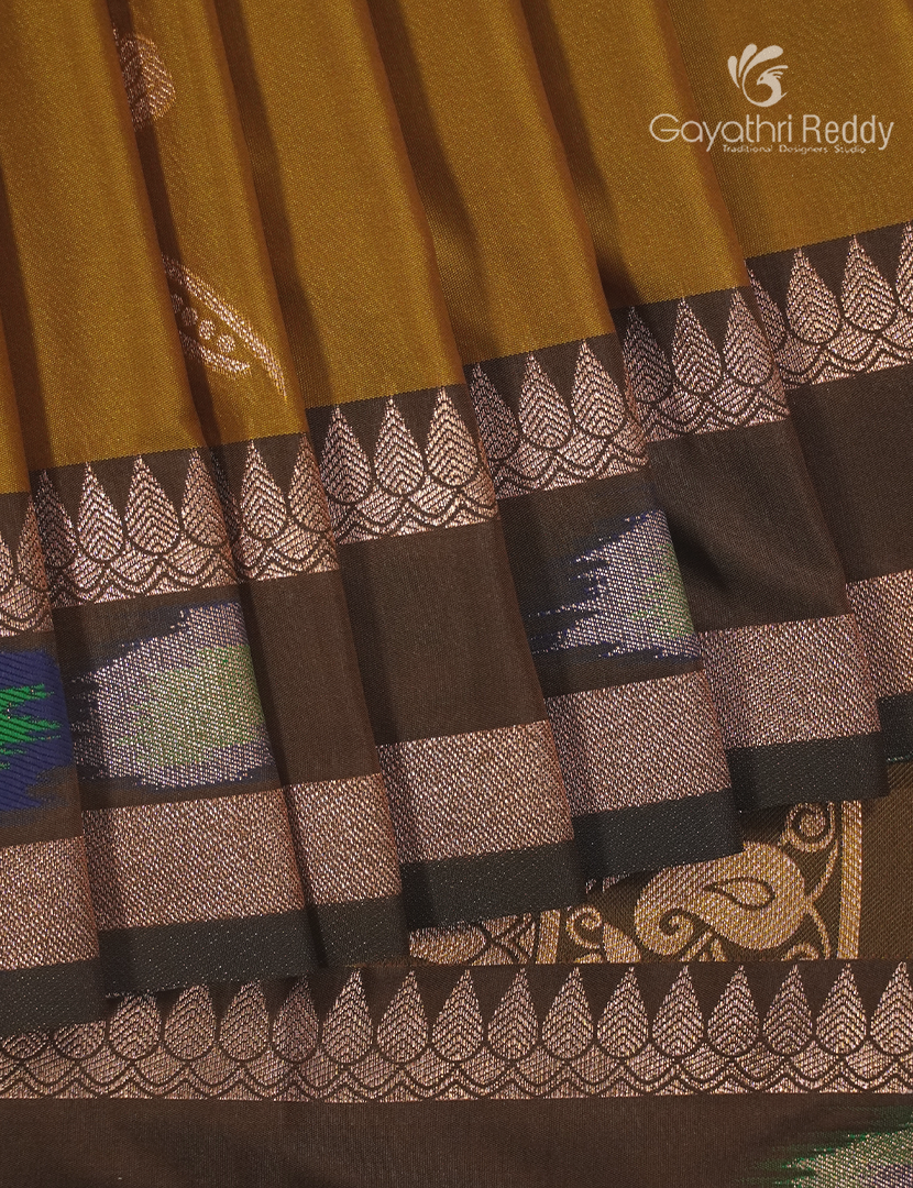 Semi Kanchipuram Art Silk Saree in Mustard