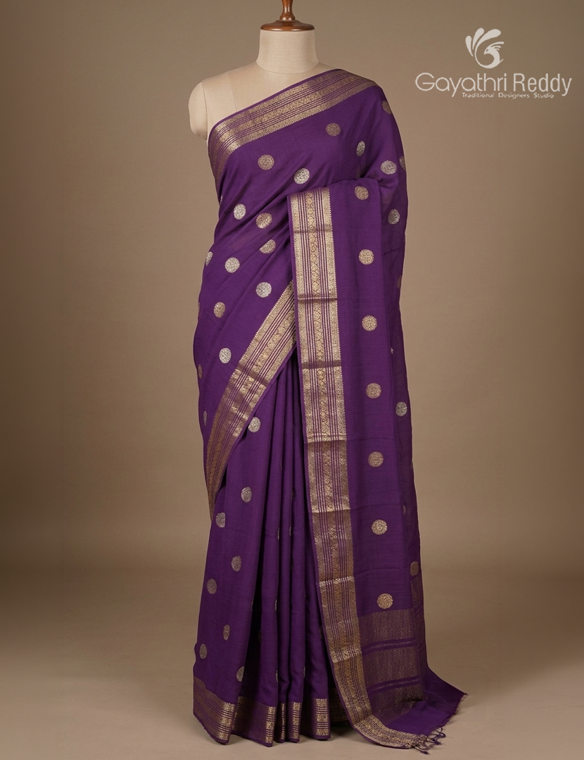 Semi Mysore Crepe Saree in Purple