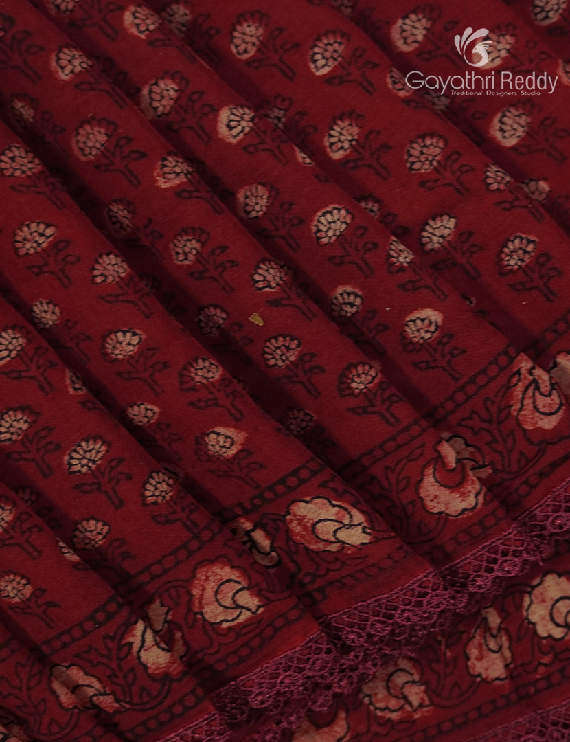 Pure Modal Silk Fancy Saree in Rust Red