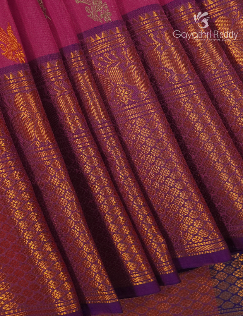 Pure Uppada Silk Saree in Rose Pink and Violet