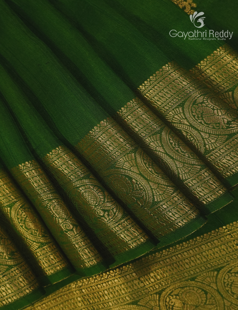 Semi Mysore Crepe Saree in Green