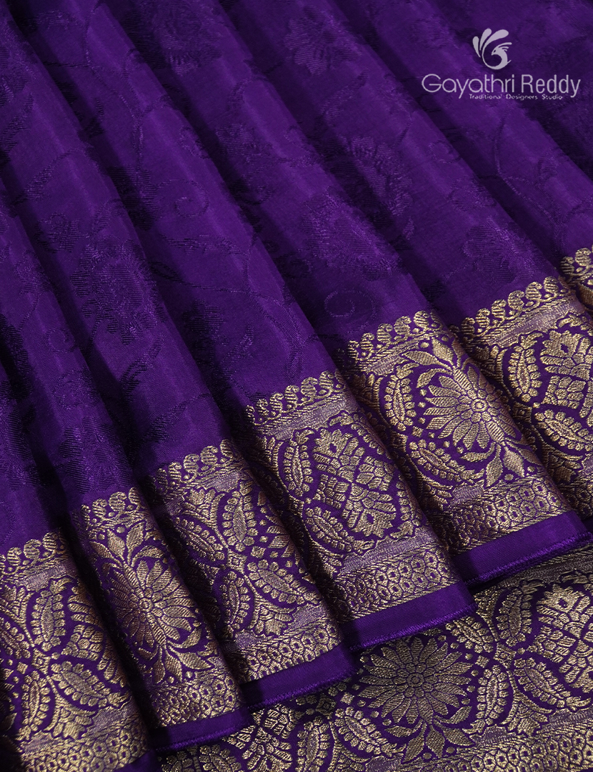 Semi Mysore Crepe Saree in Deep Purple