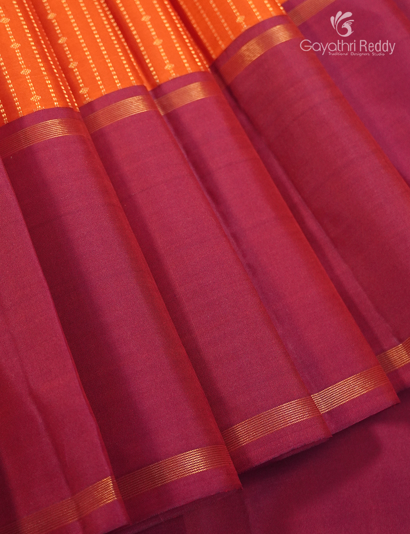 Pure Kanchi Vintage Saree in Orange and Deep Red