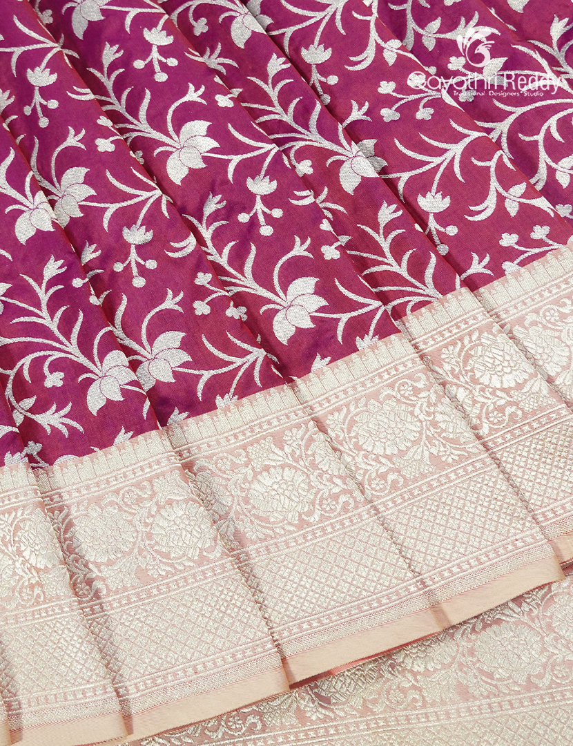 Pure Banaras Katan Silk Saree in Magenta