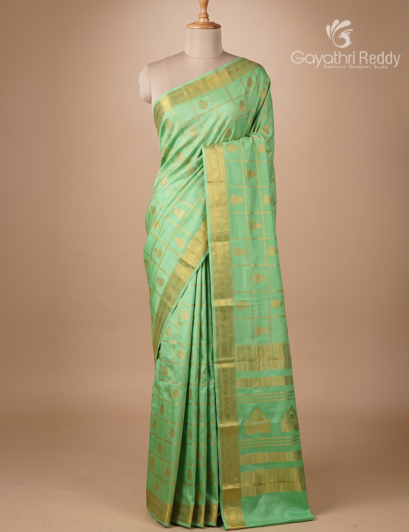 Pure Mysore Silk Saree in Sage Green