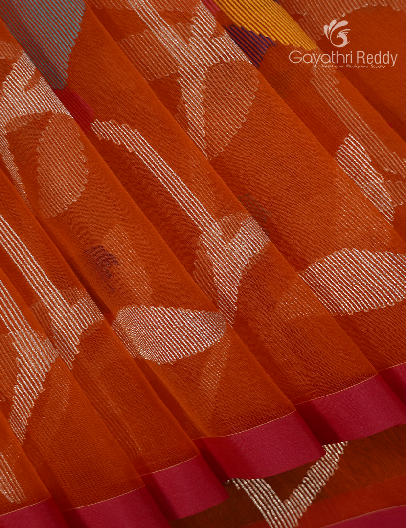 Pure Jamdani Kora Saree in Orange