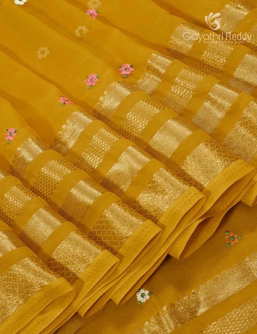Chiffon Saree in Mustard
