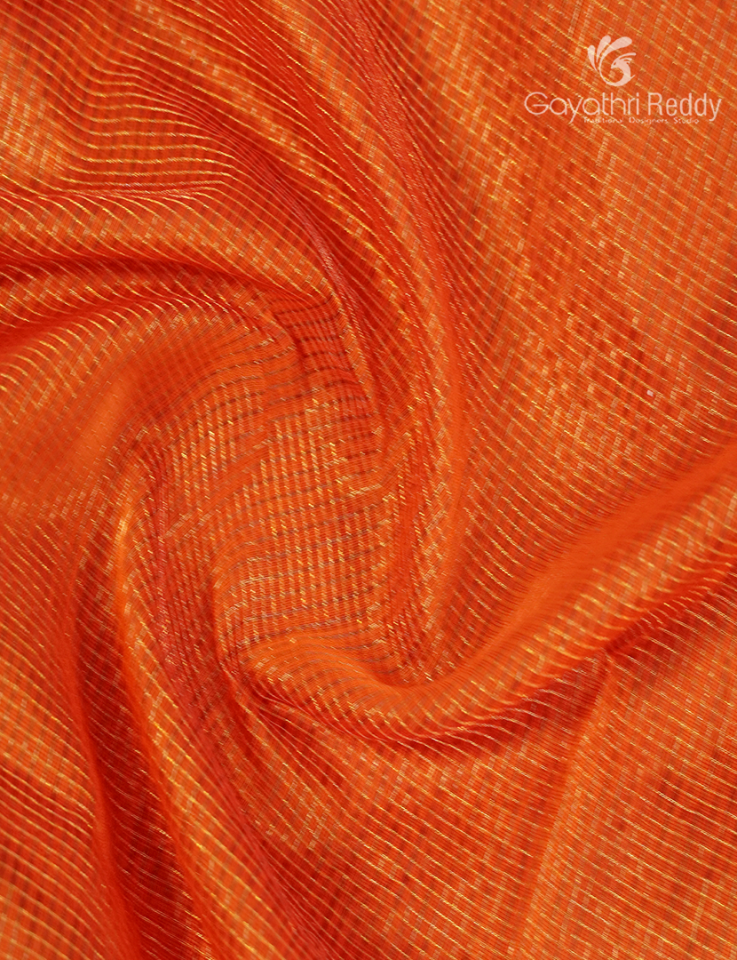 Pure Chanderi Sico Saree in Light Orange