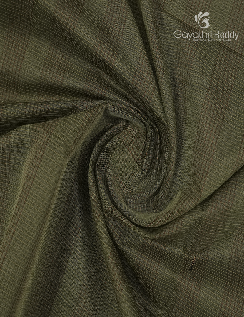 Semi Ikat Sico Saree in Olive Grey