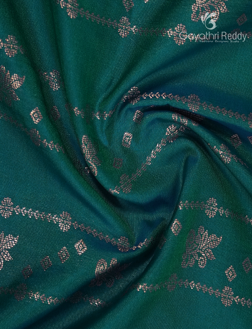 Semi Kanchipuram Art Silk Saree in Peacock Blue