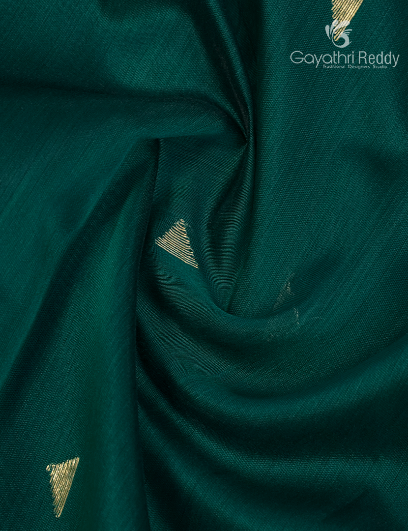 Pure Chanderi Sico Saree in Deep Rama Green
