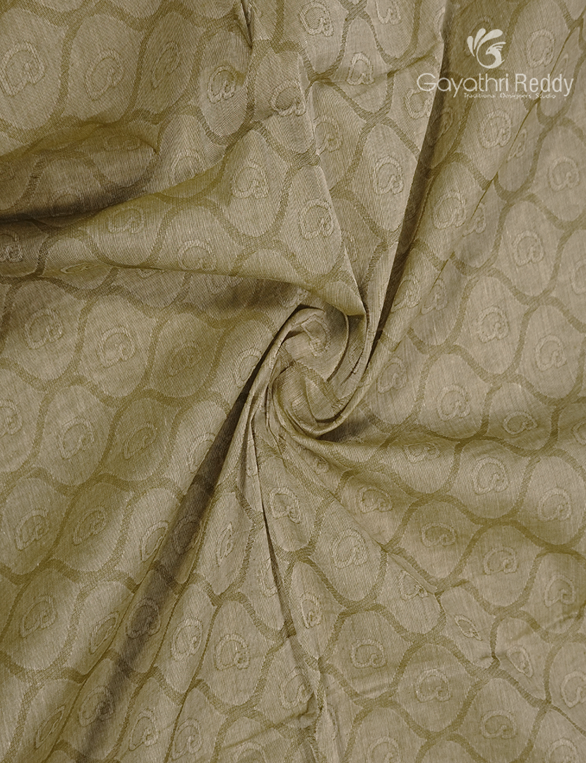 Pure Kanchi Cotton Saree in Olive Green