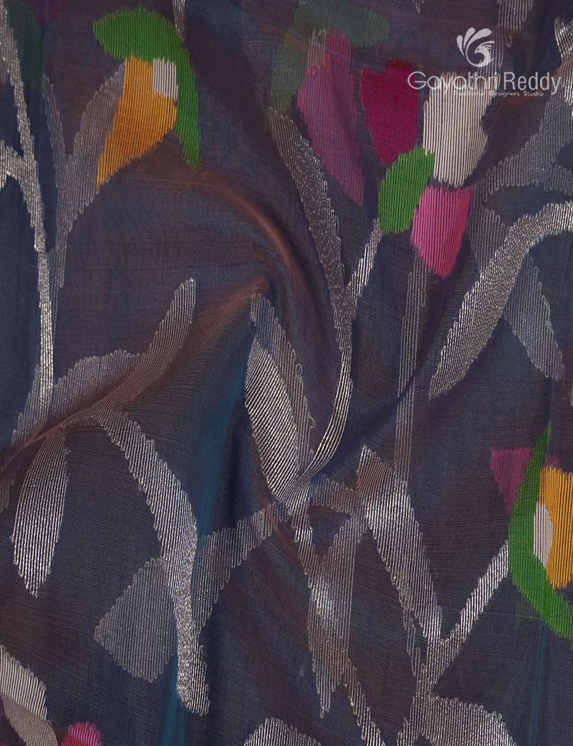 Pure Jamdani Kora Saree in Ash Grey