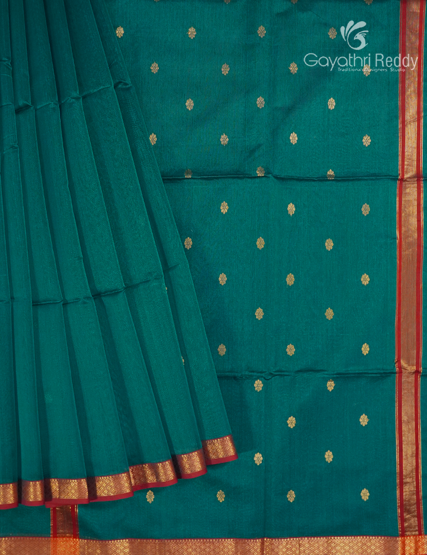 Pure Chanderi Sico Saree in Deep Rama  Green