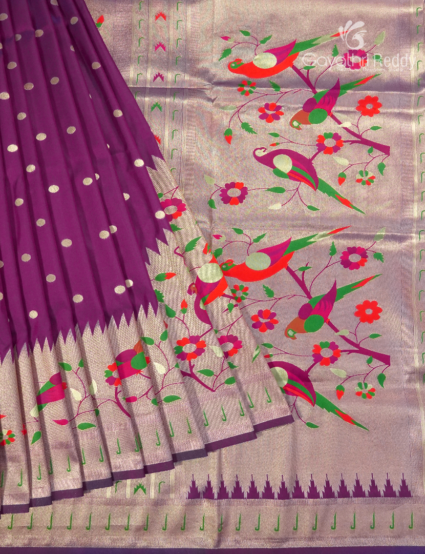 Semi Kanchipuram Silk Fancy Saree in Deep Purple