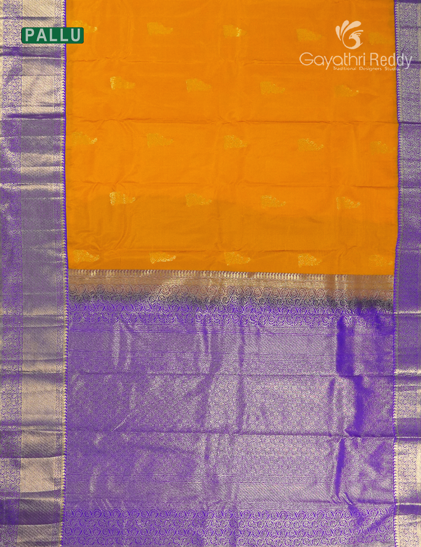 Semi Kanchipuram Silk Saree in Orange and Deep Violet