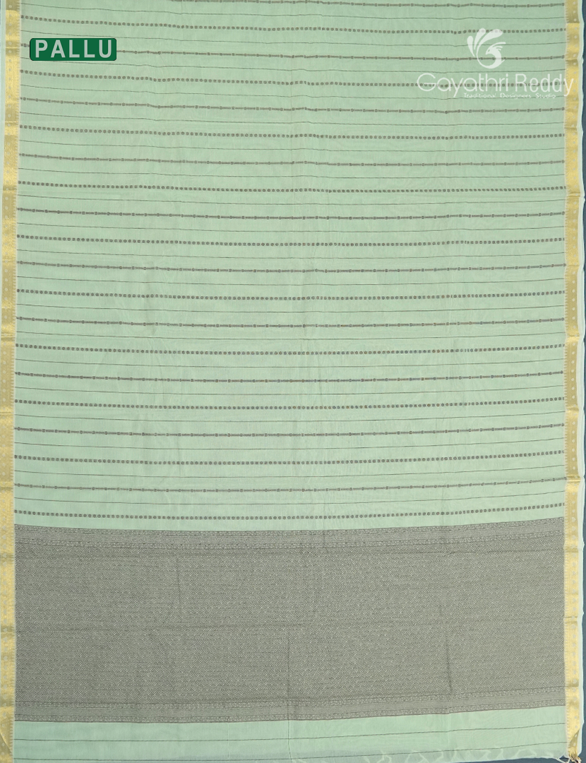 Pure Kanchi Cotton Saree in Mint Green and Grey