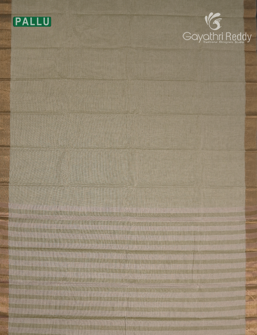 Pure Kanchi Cotton Saree in Olive Green