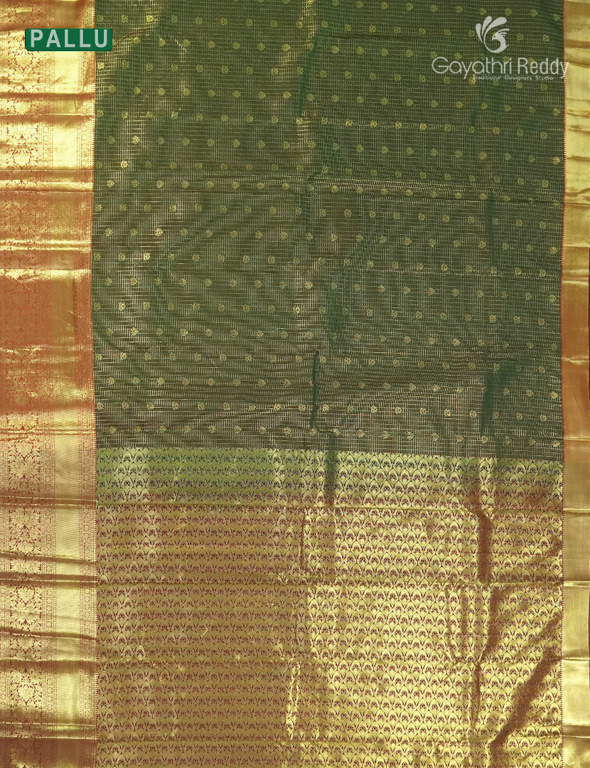 Semi Kanchipuram Silk Saree in Deep Olive Green