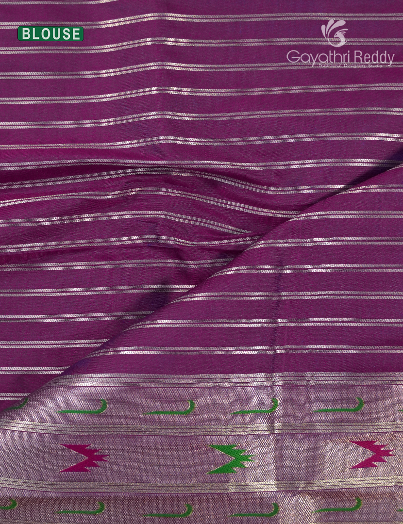 Semi Kanchipuram Silk Fancy Saree in Deep Purple