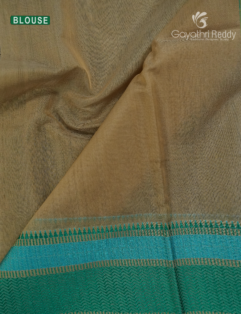 Pure Chanderi Sico Saree in Mango Yellow and Rama Green