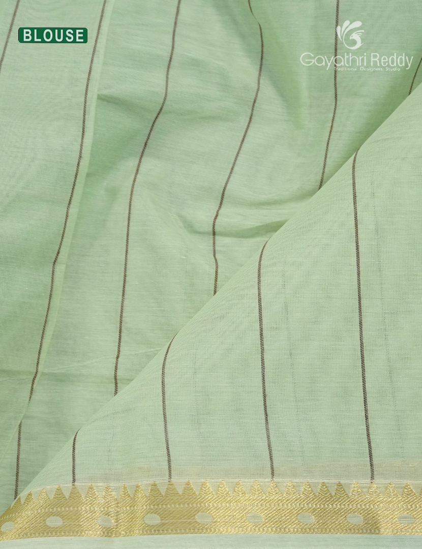 Pure Kanchi Cotton Saree in Mint Green and Grey