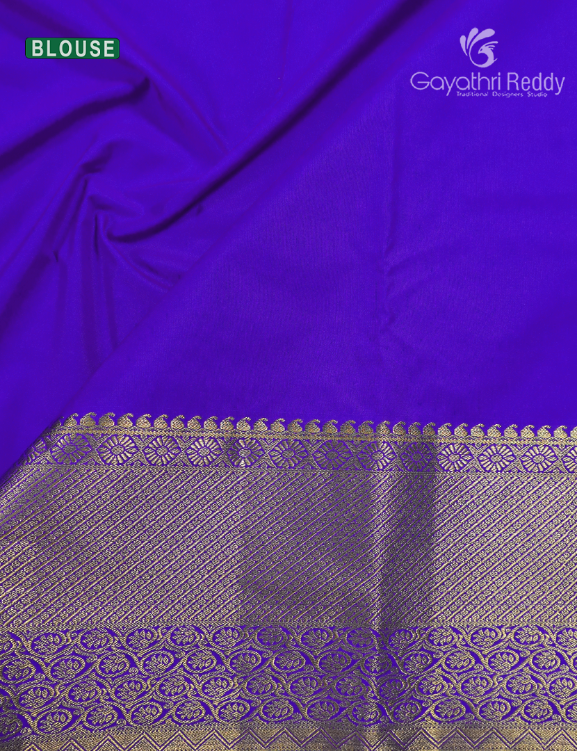 Semi Kanchipuram Silk Saree in Orange and Deep Violet