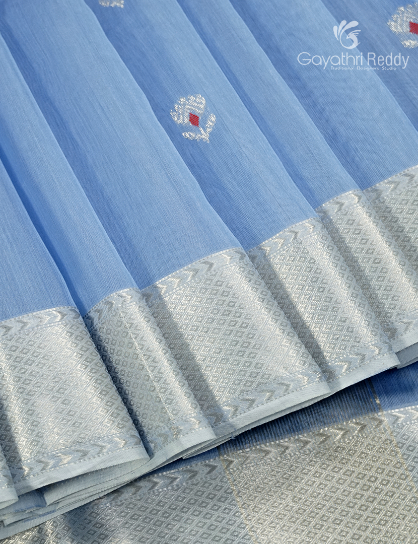 Pure Chanderi Sico Saree in Powder Blue