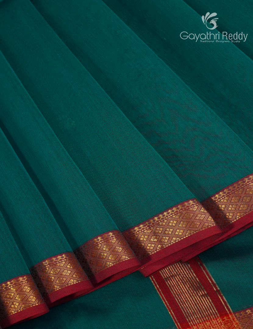 Pure Chanderi Sico Saree in Deep Rama  Green