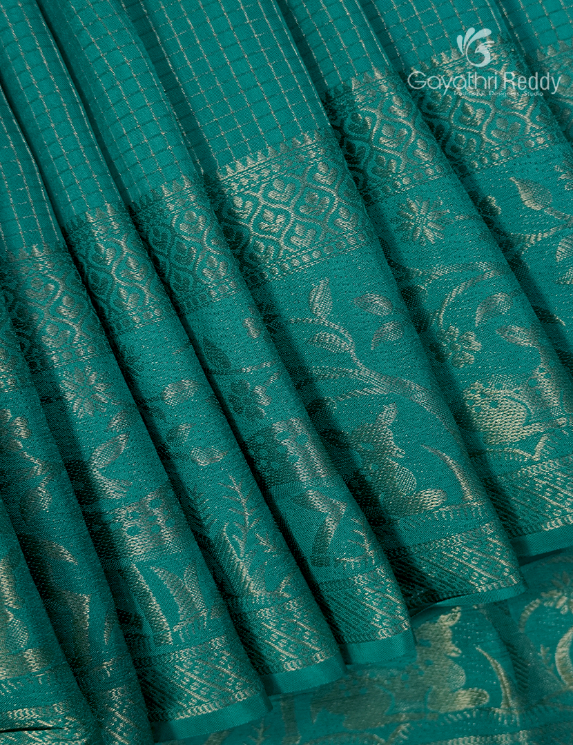 Semi Mysore Crepe Saree in Sea Foam Green