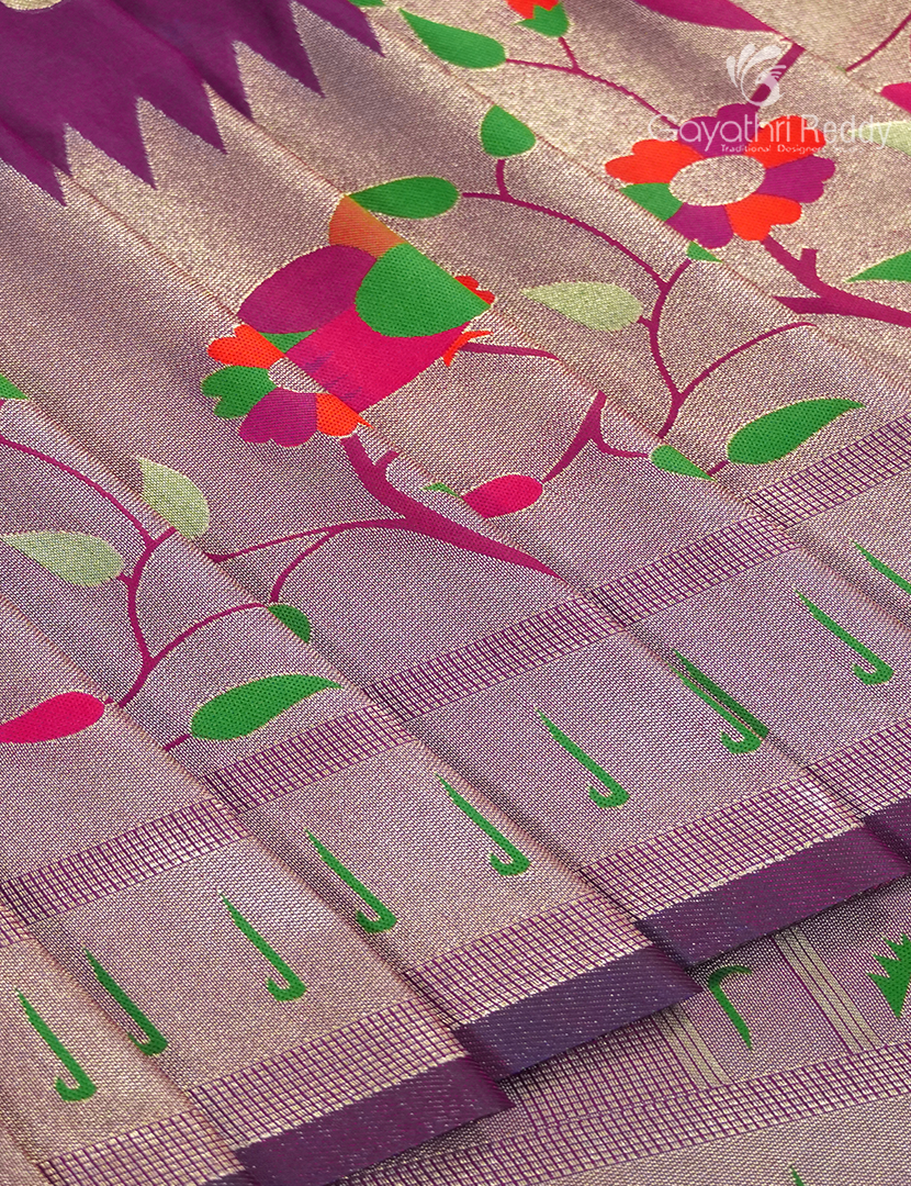 Semi Kanchipuram Silk Fancy Saree in Deep Purple
