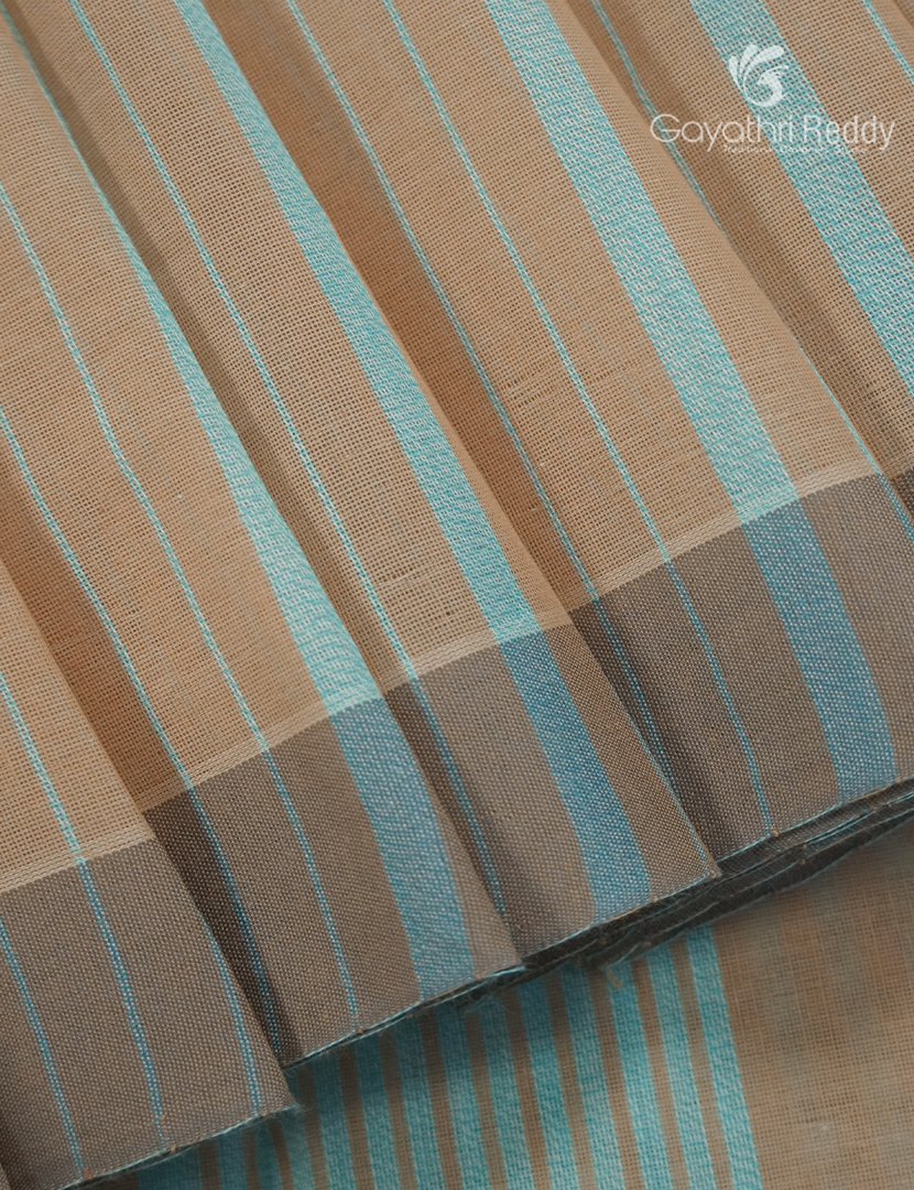 Pure Handloom Cotton Saree in Sandalwood