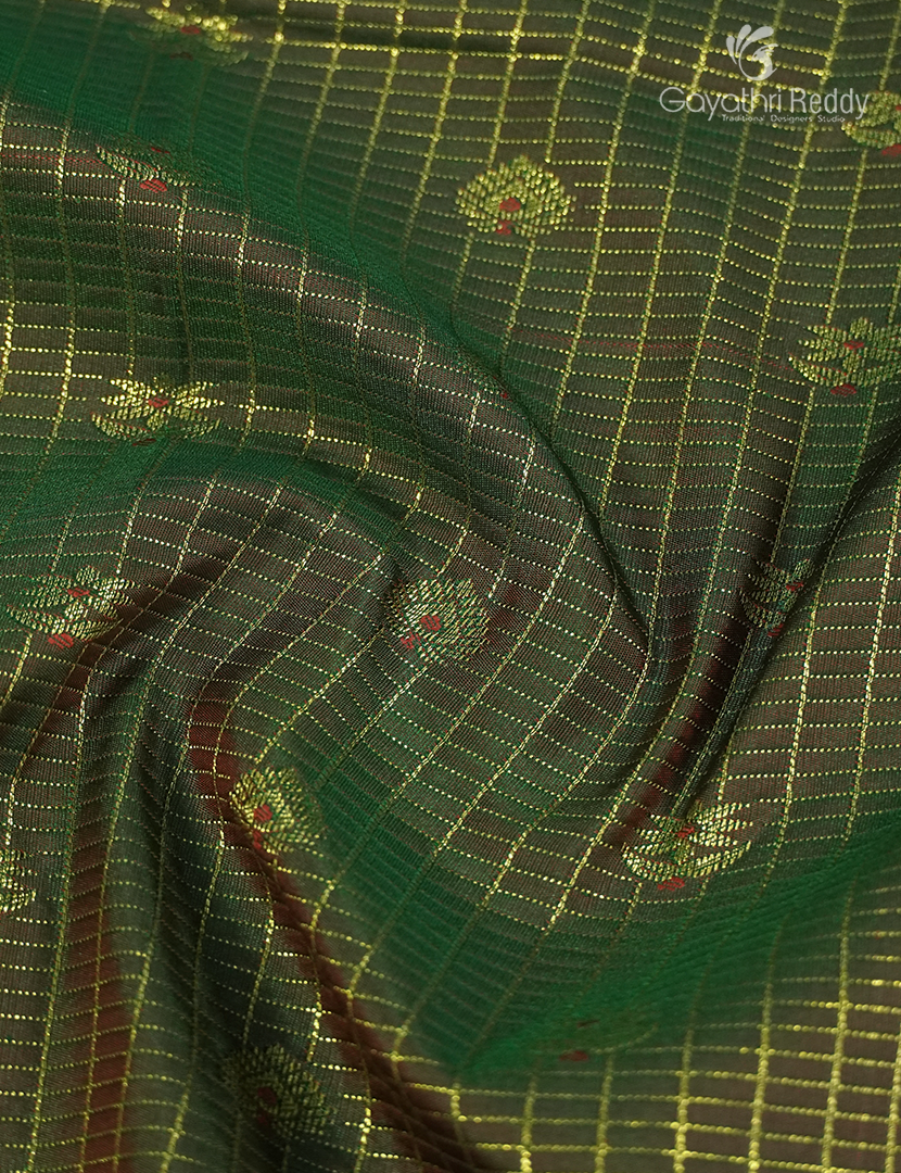 Semi Kanchipuram Silk Saree in Deep Olive Green