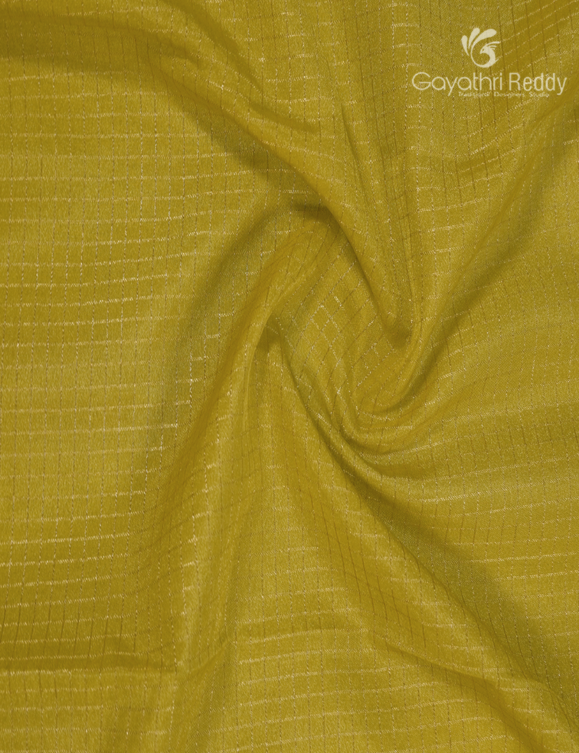 Semi Mysore Crepe Saree in Lime Yellow and Bottle Green