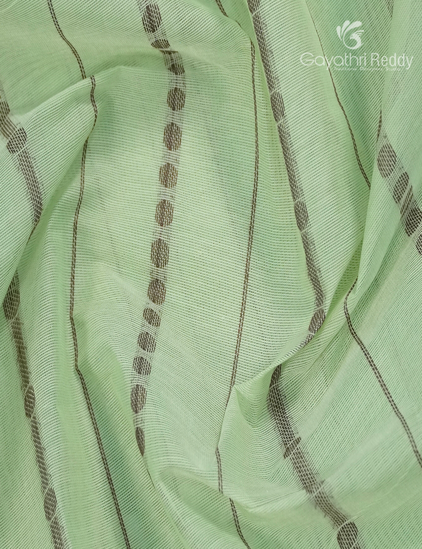 Pure Kanchi Cotton Saree in Mint Green and Grey