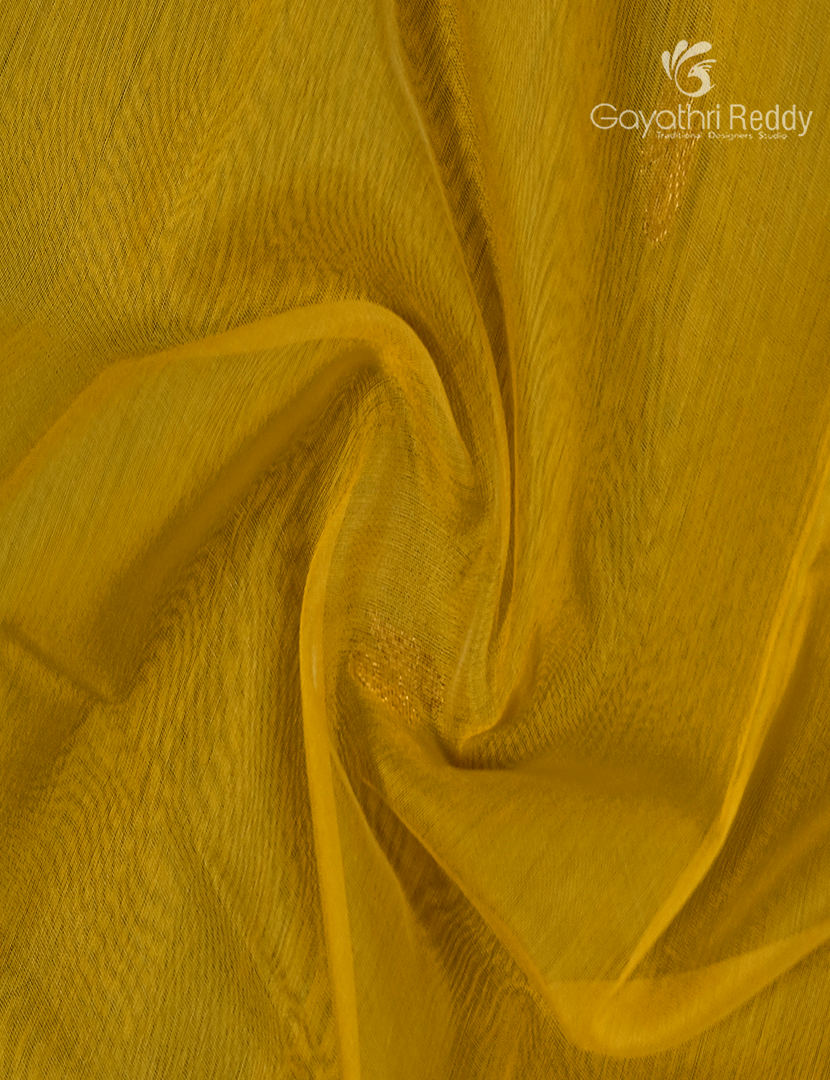 Pure Chanderi Sico Saree in Mango Yellow and Rama Green