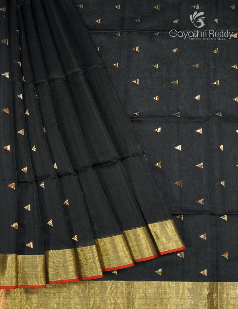 Pure Chanderi Sico Saree in Black
