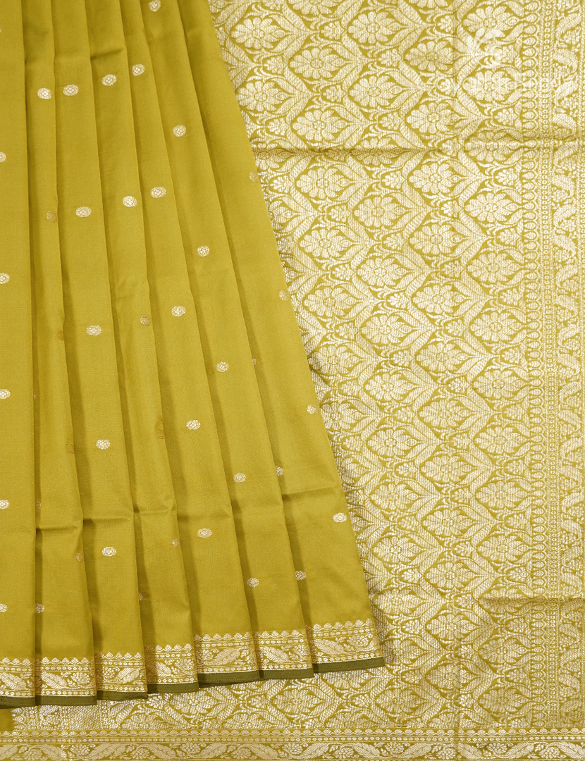 SemiKatan Silk Saree in Lime Green