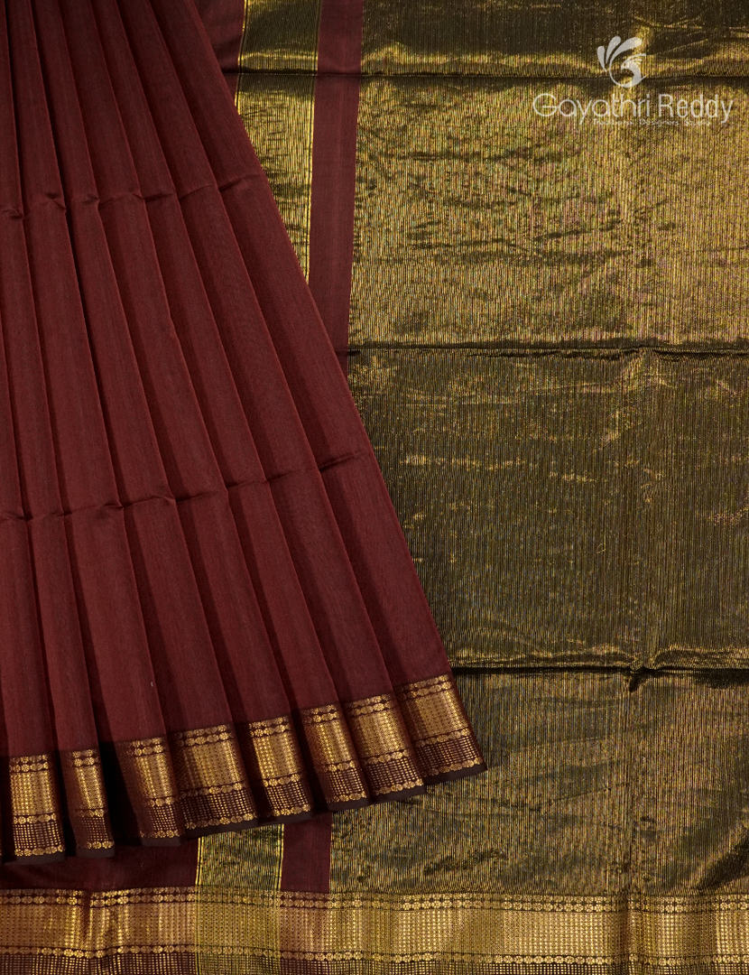 Pure Chanderi Sico Saree in Deep Maroon