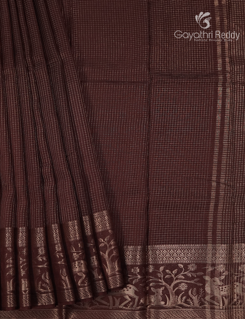 Semi Mysore Crepe Saree in Brown