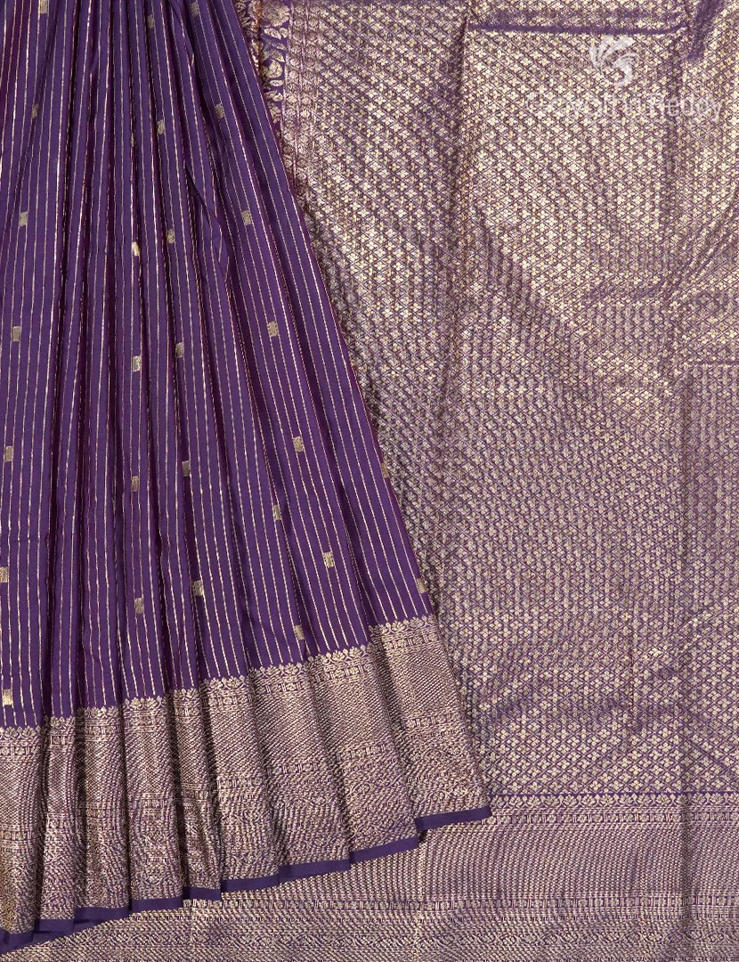Semi Kanchipuram Silk Saree in Deep Purple