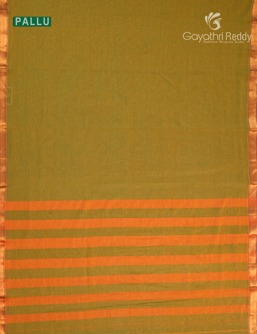 Pure Narayanpet Cotton Saree in Mehendi Green and Turmeric