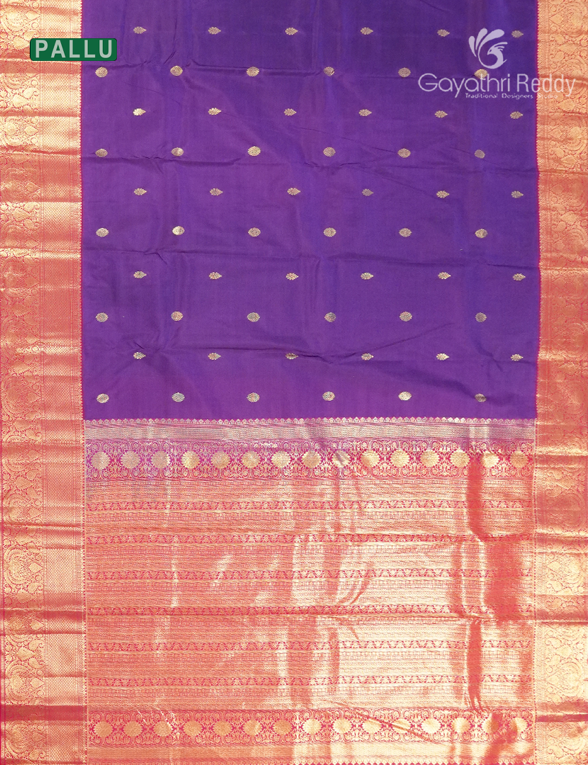 Semi Kanchipuram Silk Saree in Purple and Rani Pink