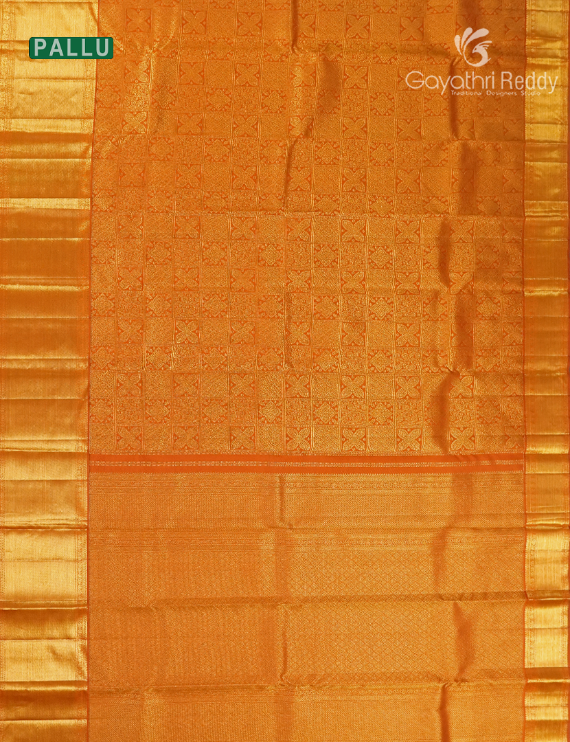 Pure Kanchipuram Silk Bridal Saree in Orange