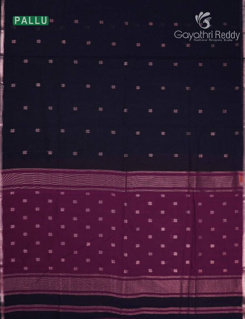 Kanchipuram Sico Saree in Navy Blue and Magenta